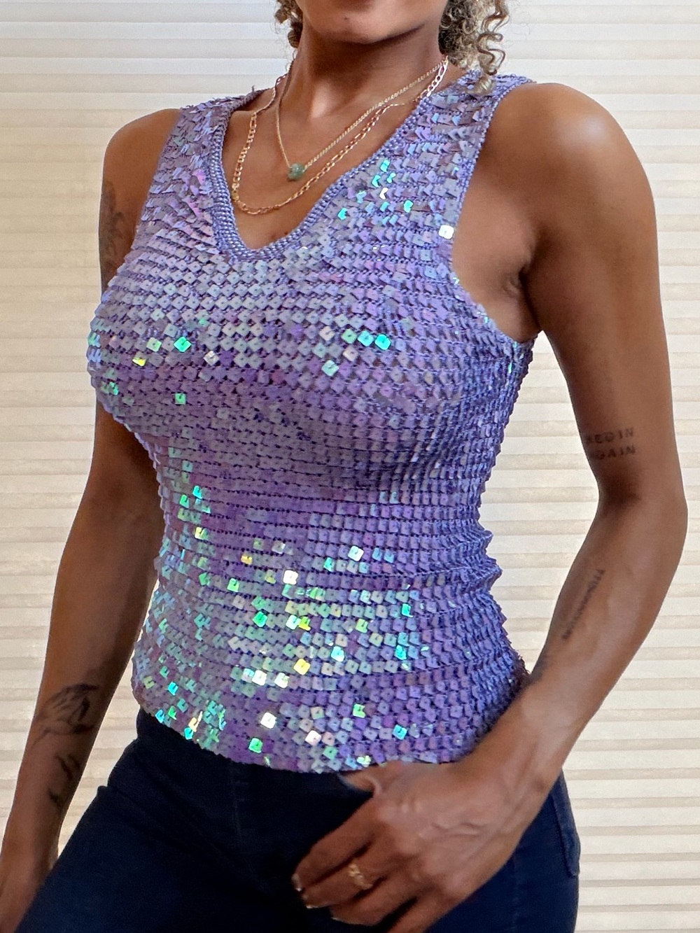 Vintage Iridescent Sequin Knit Tank